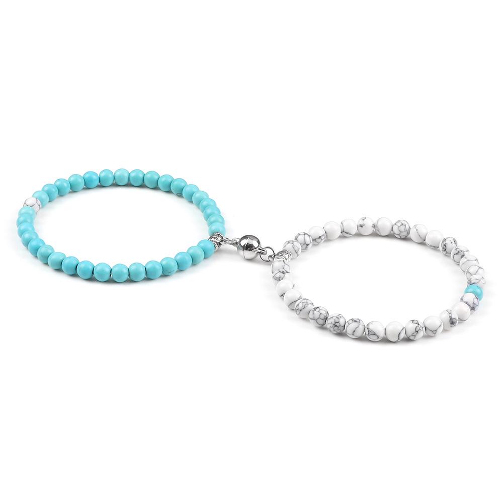 6mm Magnetic Couple Bracelets Set - Memorial Gift for Him & Her