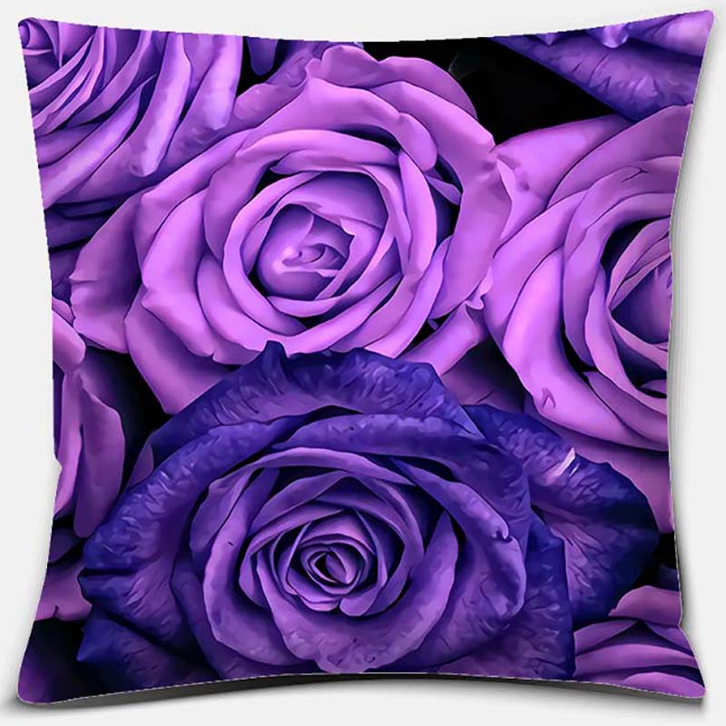 Purple Geometric Flower Text Printing Series Pattern Pillowcase Square Pillowcase Home Office Decoration Pillowcase