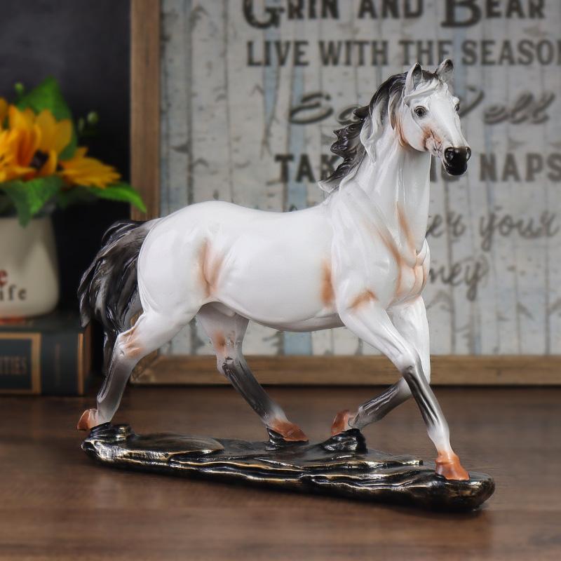 Sculpture de cheval vintage en résine style chinois, décoration de maison pour chambres, bureaux et bureaux, objets de collection d'art