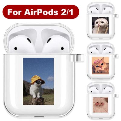 Lovely Animal Cat Pattern Apple Airpods Case Soft Transparent Bluetooth Headphone Protective Case for Airpods1/2 Soft Cover