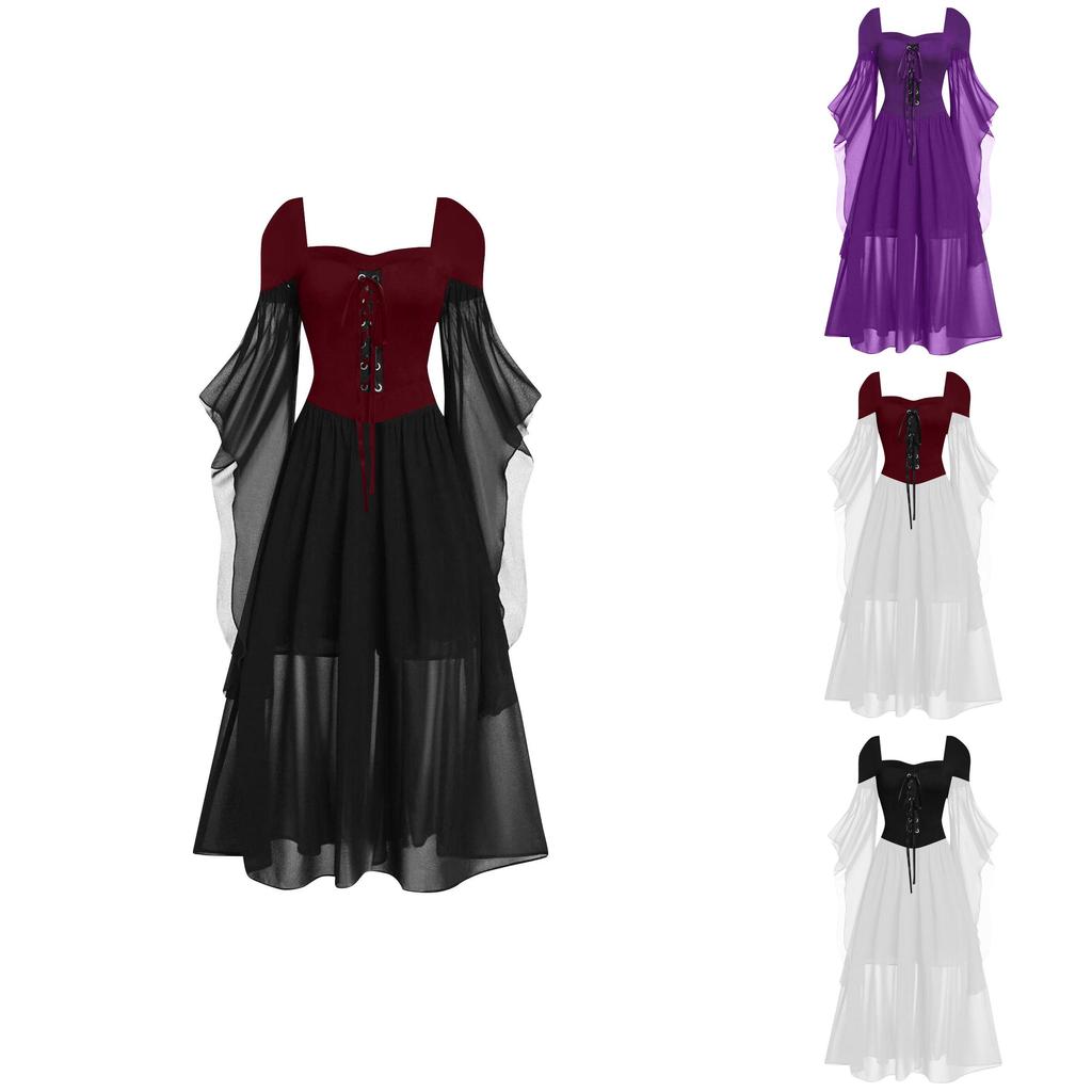 Stunning Vintage Inspired Witch Maxi Dress With Flared Sleeves Available In Ten Colors