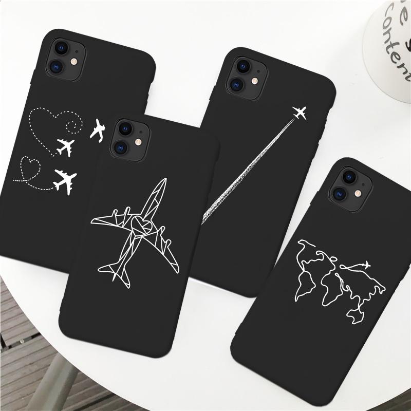 Luxury World Map Travel phone Case For iPhone XR XS Max X XS 12 11 13 Pro max SE 2020 7 8 Plus Silicone Soft airplane Cover
