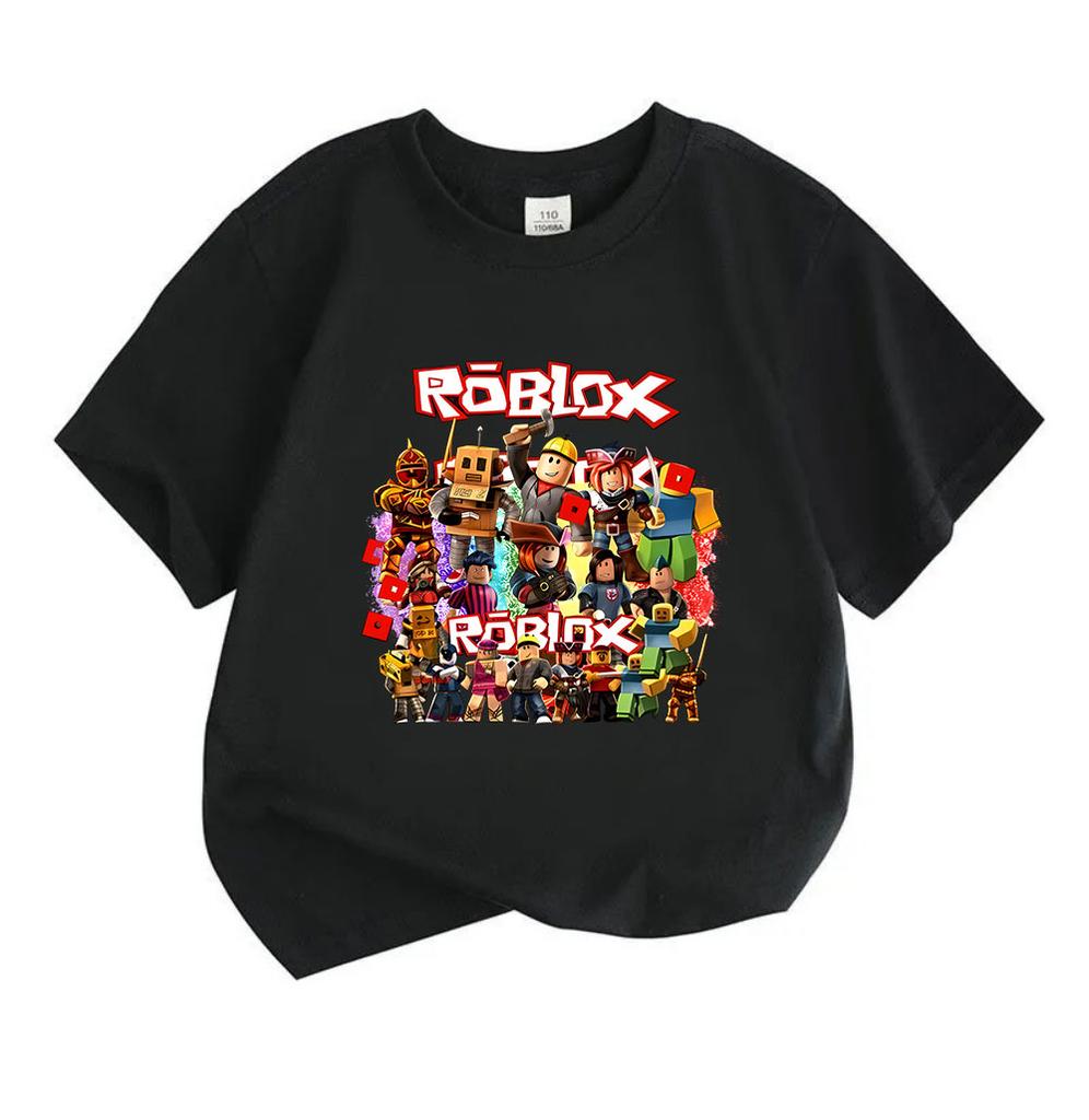 Kids Boys Girls Crew Neck Short Sleeve T Shirt, 100% Cotton Casual Tee with Colorful Game Themed Character Group Print for Children Daily Wear