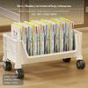 Double Layer Book Stand Large Capacity Plastic Bookshelf Organizer with Wheels