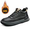 New leather board shoes men's high-top velvet thermal cotton shoes trendy versatile men's wide-headed casual shoes