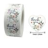 50pcs Heart Thank You Stickers1inch Floral Seal Labels Cute Paper Stickers for Wedding Party cards envelope Stationery Stickers