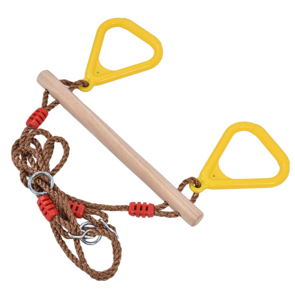 Heavy Duty Trapeze Wooden Stick Children Swing Bar Ring High Strength Trapeze Bar for Garden Courtyard