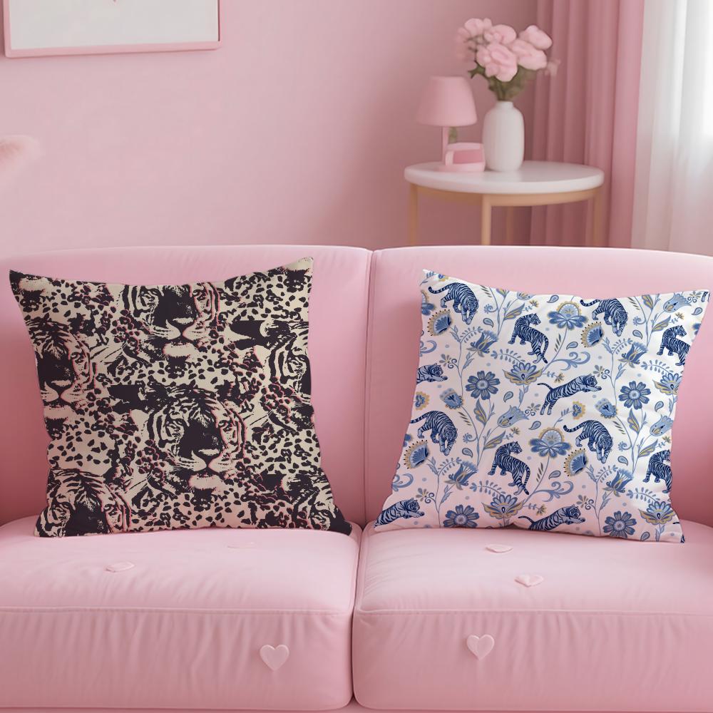 Pattern Theme Tropical Tiger Pattern Cushion Cover Soft  EasyWash Pillow Case  Versatile for Couch Bed Travel and Office