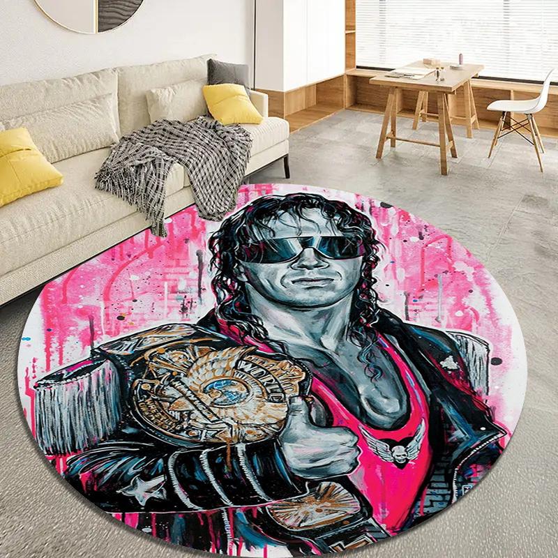 Bret Hart Round Area Rug,Carpet Rug for Living Room Bedroom Sofa Playroom Decor,Non-slip Floor Mat40