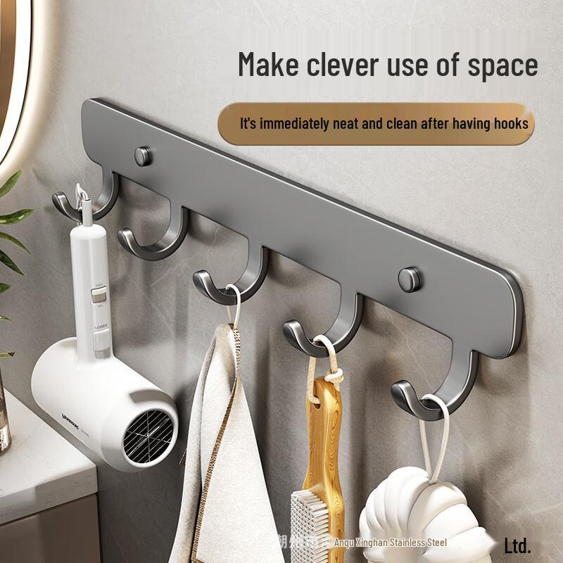 Wutuo No-Drill Strong Adhesive 6-Hook Rack