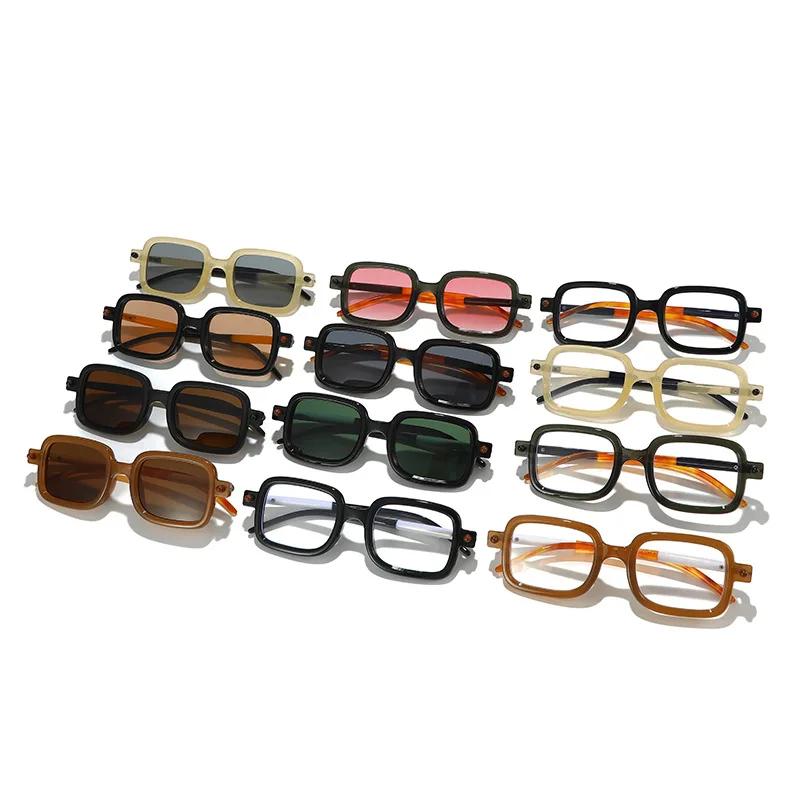 SHAUNA Fashion Square Sunglasses Women Shades UV400 Vintage Rivets Men Punk Clear Gradient Sun Glasses