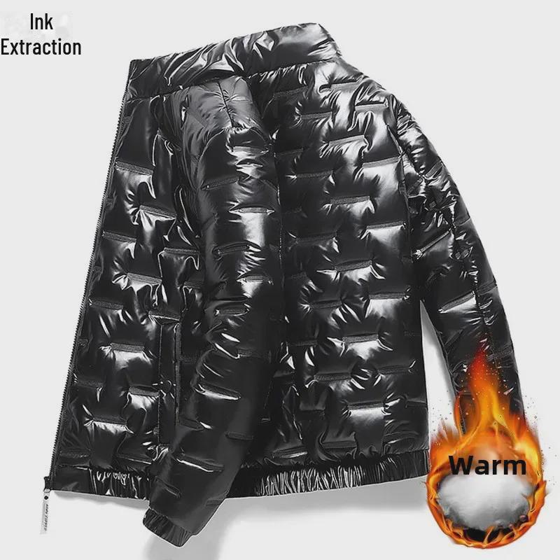 Trendy Men's Hooded Winter Jacket - Warm, Thick, and Shiny Cotton Design