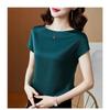 Round Neck Short Sleeve Women's Solid Color Mulberry Silk Top Large Size Loose Satin Bottoming Shirt