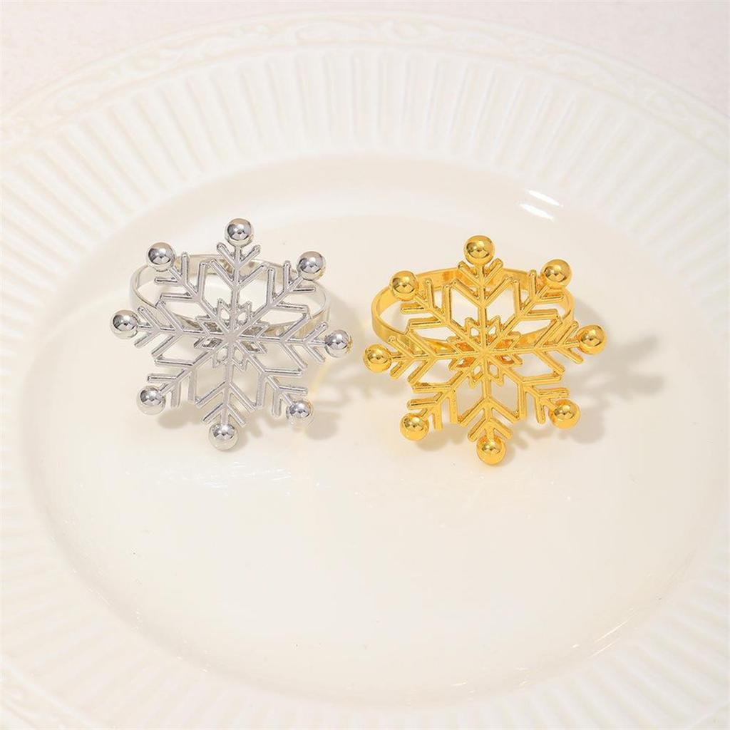Pack of 6 Napkin Holder Snowflake Napkin Buckles Christmas Serviette Rings Aluminum Material for Napkin Decorations