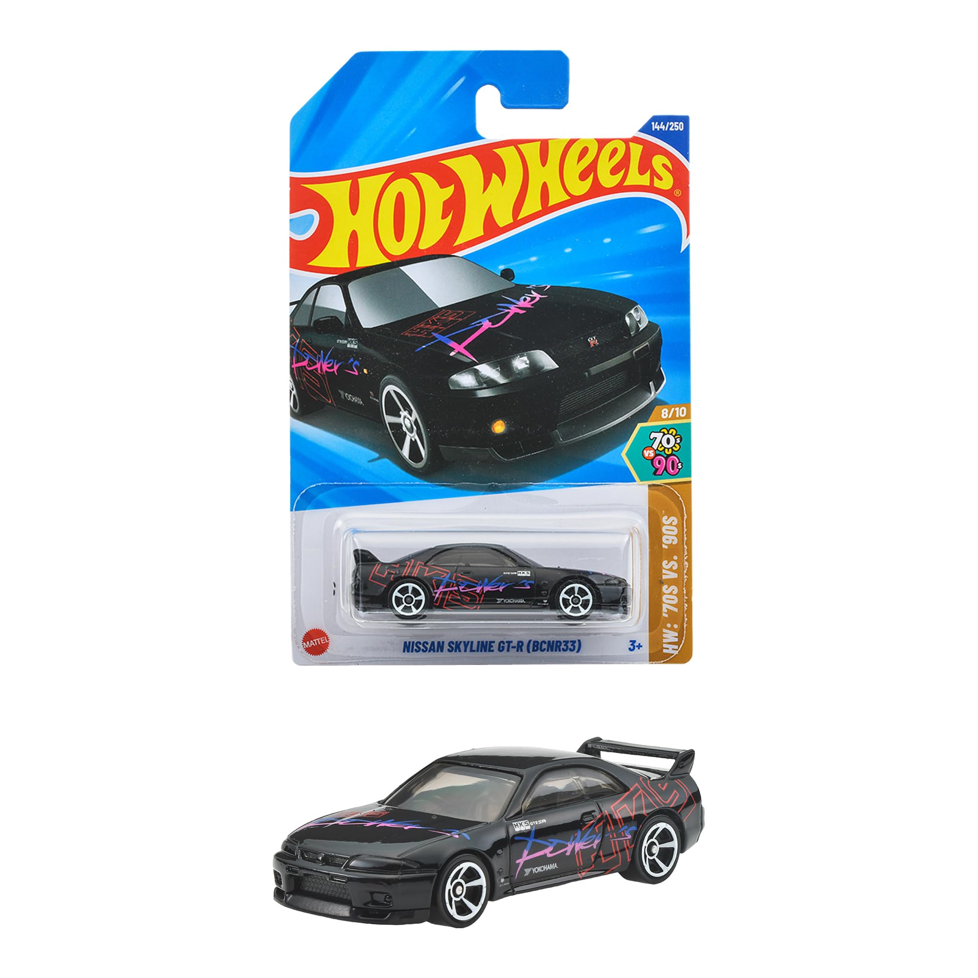 Hot Wheels Basic Car Nissan Skyline GT-R BCNR33 Vehicle Toy Mini Car Black JFN69 for Ages 3 and Up