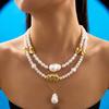 Minimalist Baroque Irregular Imitation Pearl CCB Beads Pendant Necklace For Women Men Multilayer Pearl Stackable Choker Jewelry