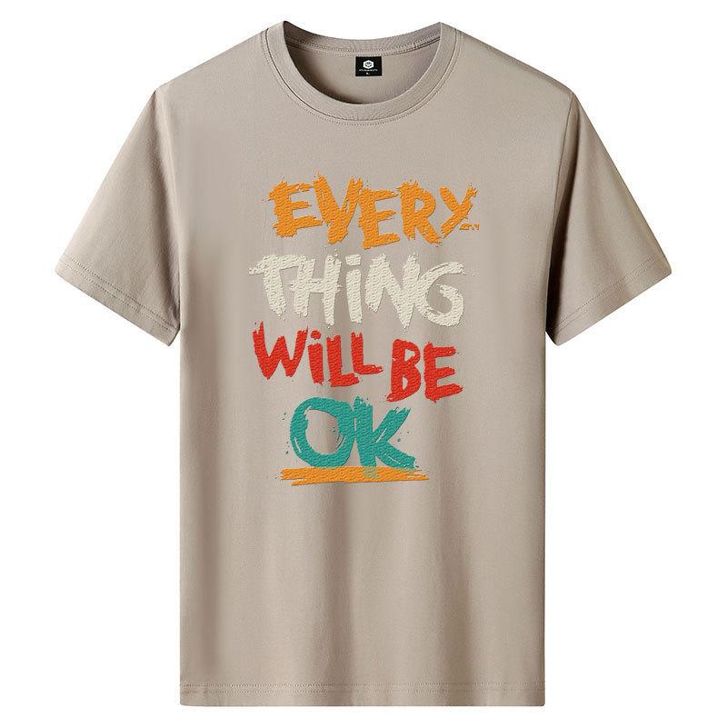 M-6XL Pure Cotton Mens Short-sleeved T-shirt Round Neck Boy Casual Tee Shirt