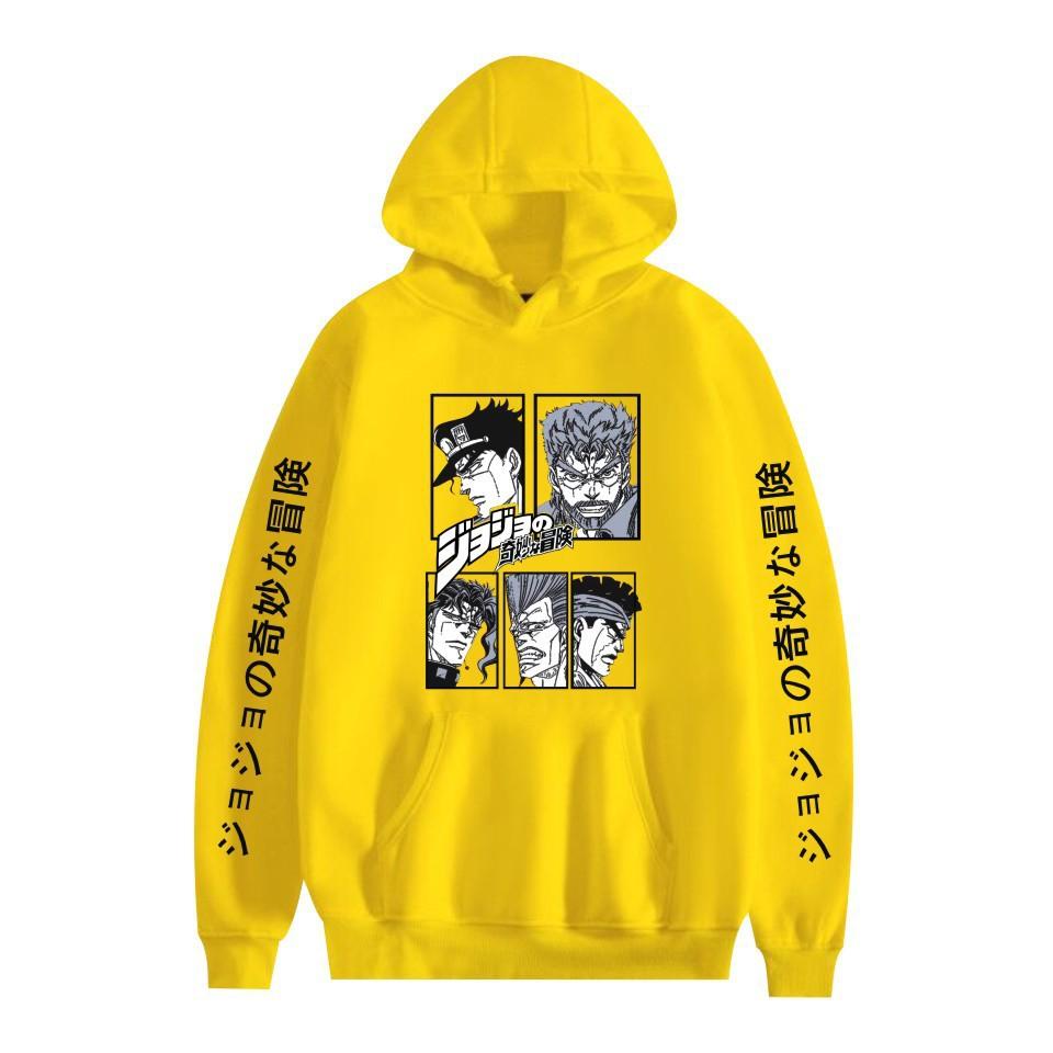 Japanese Anime JOJO Bizarre Adventure Printed Hoodie with A Fluffy Lining Man Sweatshirts Long Sleeve Fashion Female Streetwear
