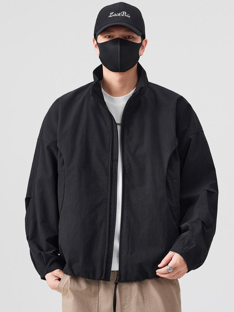 Amerykańska Modna Męska Luźna Kurtka Robocza z Kołnierzem Stójką na Wiosnę i Jesień 2026