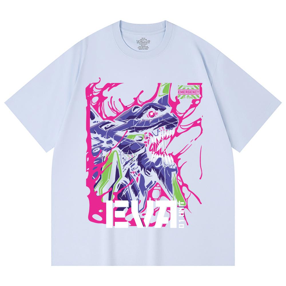 230 Gsm 100% Cotton Evangelion V8 Print Unisex Heavy Cotton T Shirt