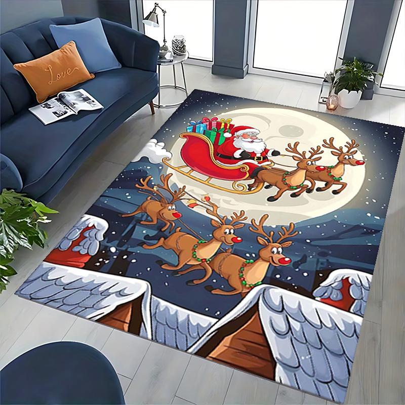 Christmas Santa Claus Reindeer Chair Mat - Anime Cartoon Design, Non-Slip Carpet for Office, Home Decor, Living Room, Bedroom, Game Room & Dormitory.R