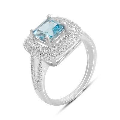 Silberring mit natürlichem Topas 3,289ct, Zirkonia, Gewicht des Artikels 4,76 g (2207207)