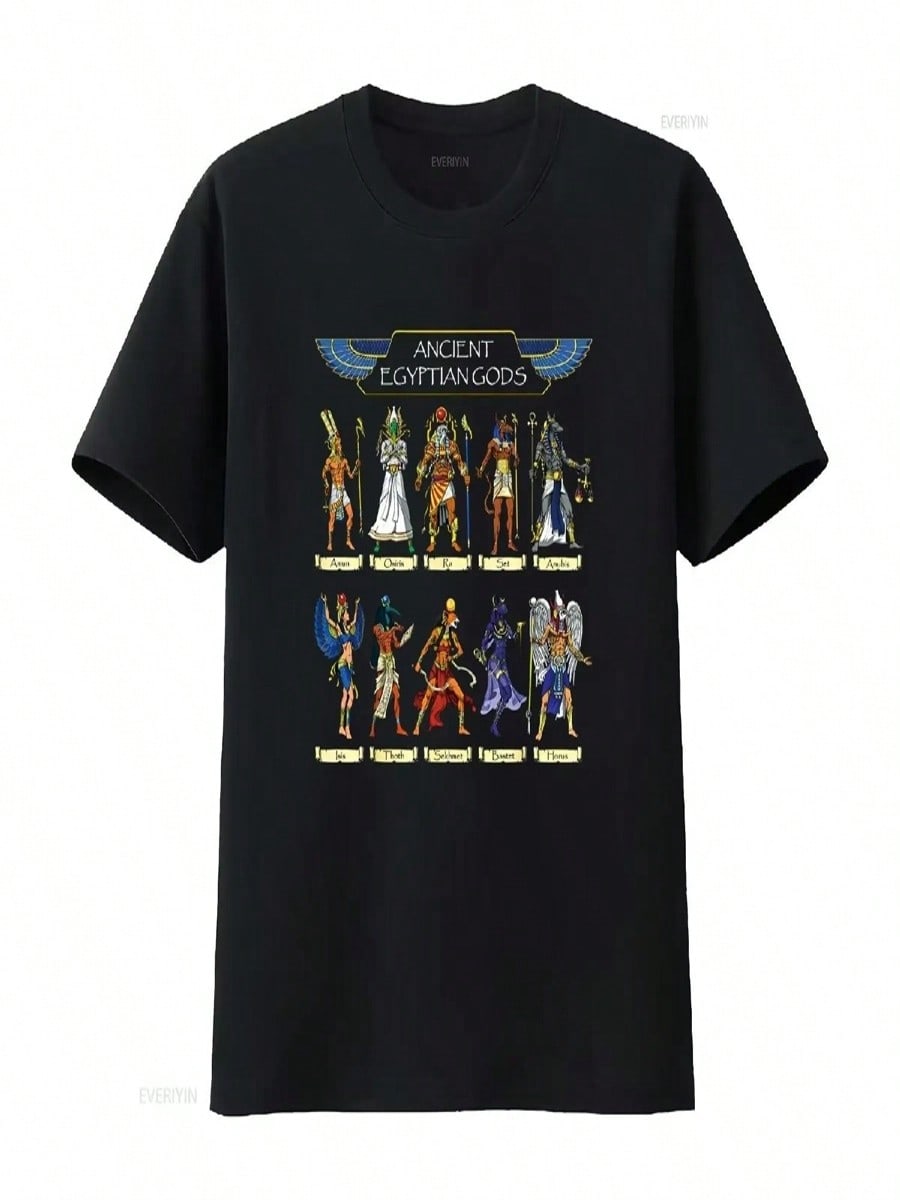 Egyptian Gods Ancient Mythology Pharaoh Anubis Thoth Horus T Shirt Vintage Washed Stretched Graphic Casual Designer Clothes S разноцветный