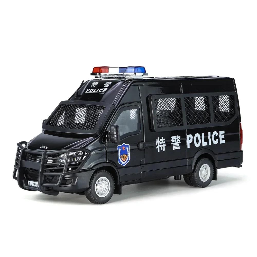 1/24 Alloy Diecast Police Car Miniature Models Toys High Simulation Models with Sound Light Collection Toy for Boy Birthday Gift