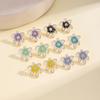 Nidin Summer Fresh Flower Enamel Stud Earrings 6 Colors Choice French Retro Style Cute Floral Ear Jewelry For Women Girls Gifts