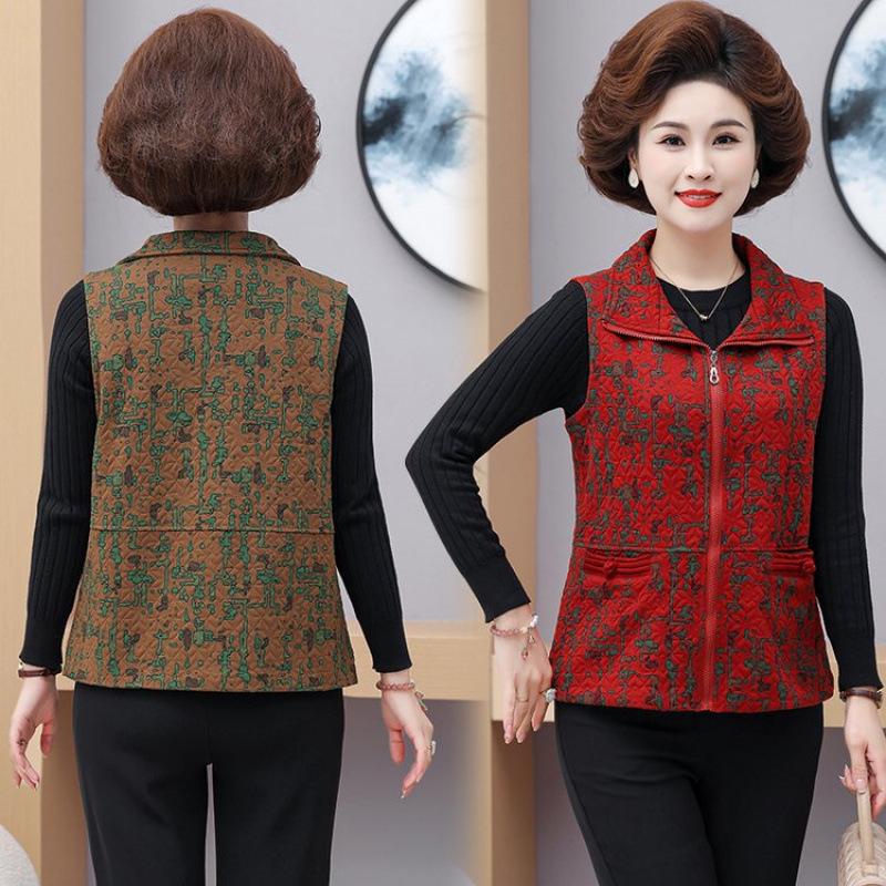 Plus Size Lightweight Zipper Vest for Middle-aged and Elderly Women - Spring/Autumn
