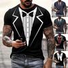 Summer Fashion Fun Fake Suit 3D Tailcoat Bow Funny Fun Personality Casual T-shirt