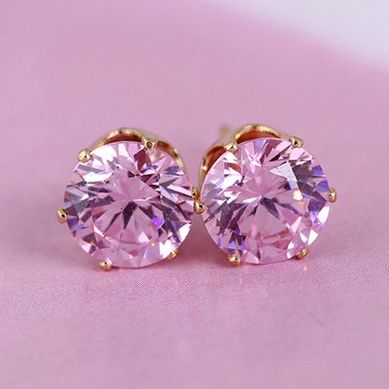 Ear Studs Elegant All Match Cubic Zirconia Round Exquisite Earrings for Dating