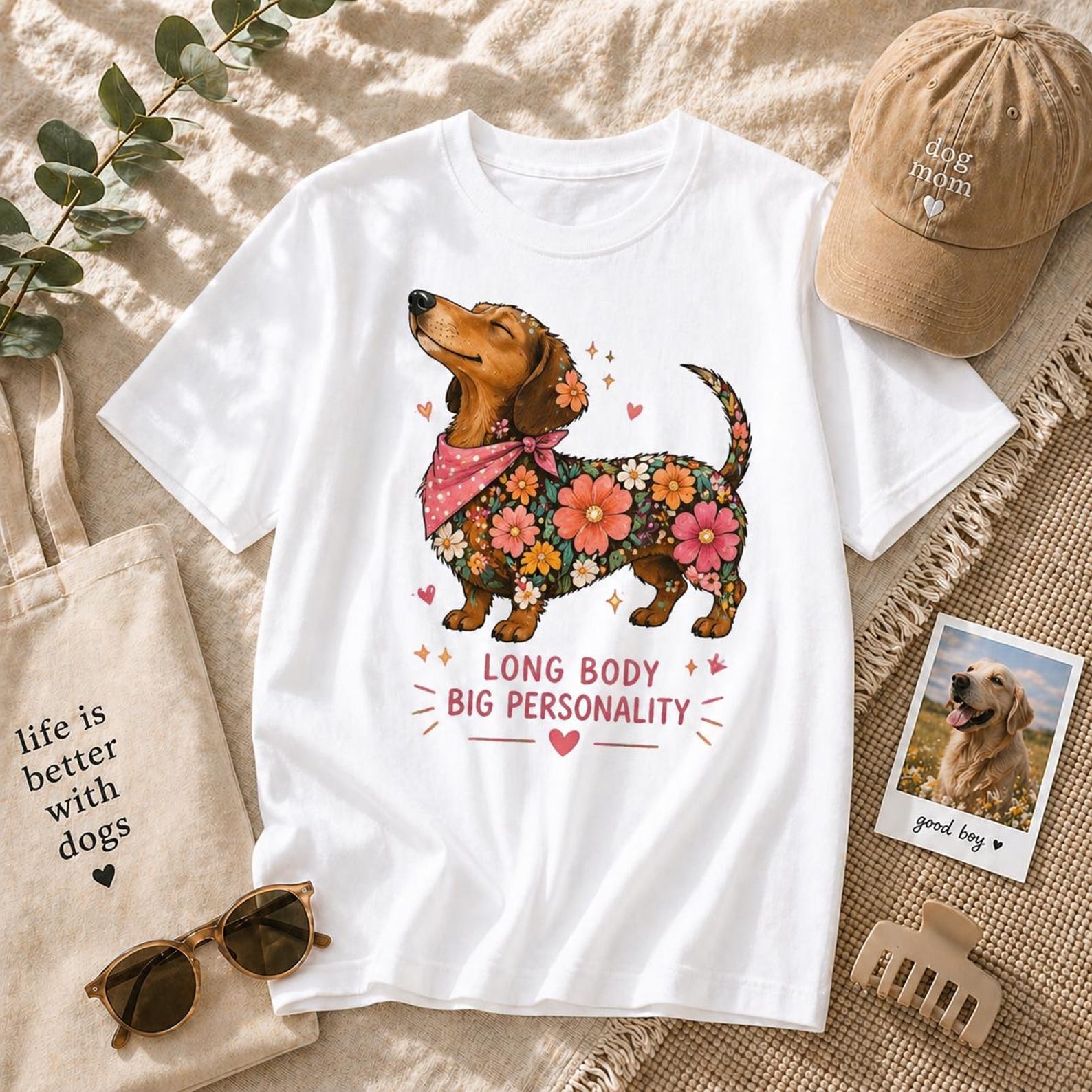 Floral Dachshund Shirt – Long Body Big Personality Wiener Dog Tee S