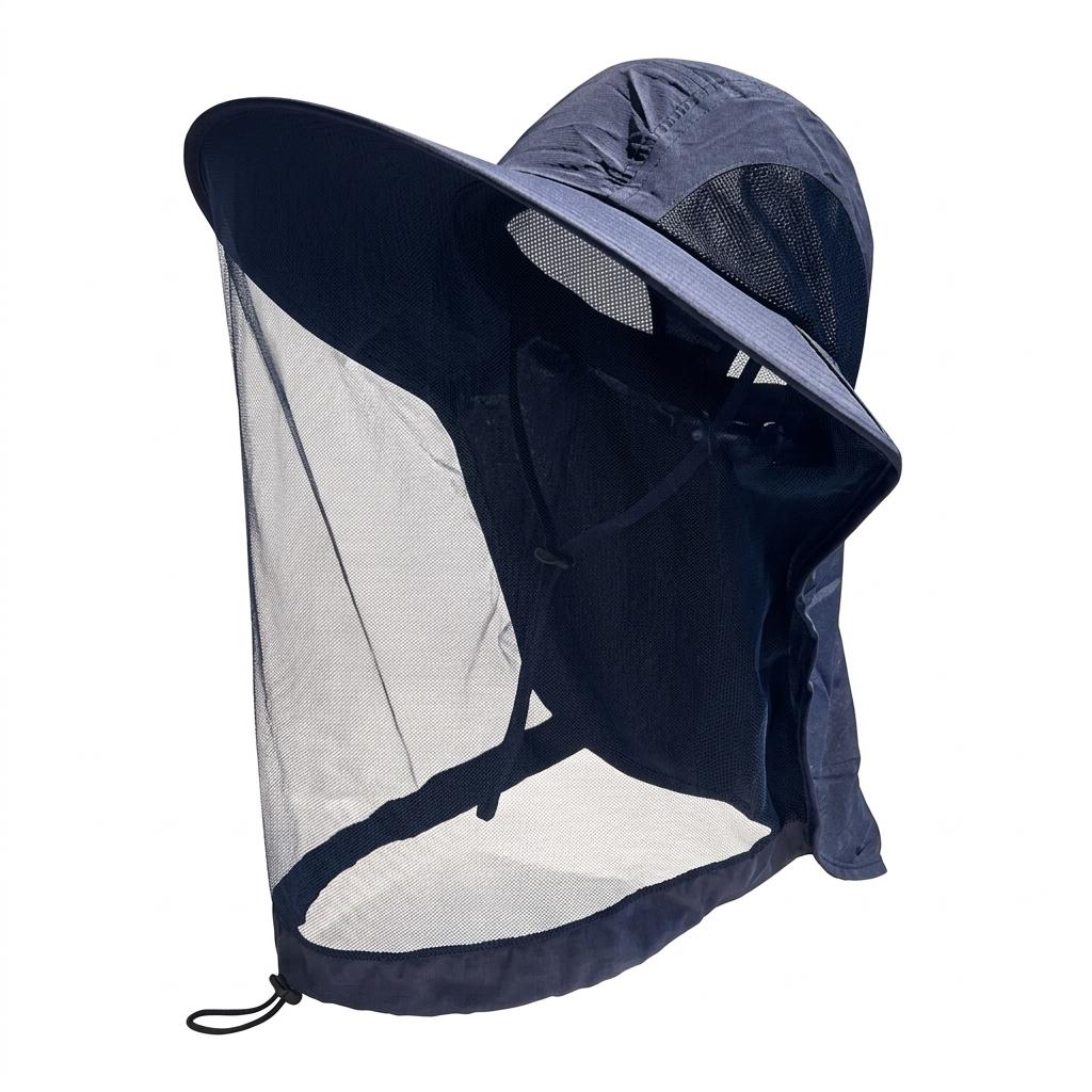 Outdoor Mosquito-Protection Hat Wide Brim Sunscreen Fishing Hat with Mesh Veil Foldable Design for Men Women