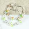 Ancient-style butterfly memory circle bracelet - girl's lustrous colored bead string necklace
