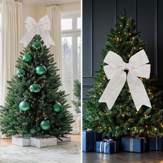 Jutová mašle Rustikální jutové stuhy Mašle Předvázané mašle na věnec Ozdoba na špičku vánočního stromku Ozdoba na narozeninovou svatbu Sváteční párty dekorace