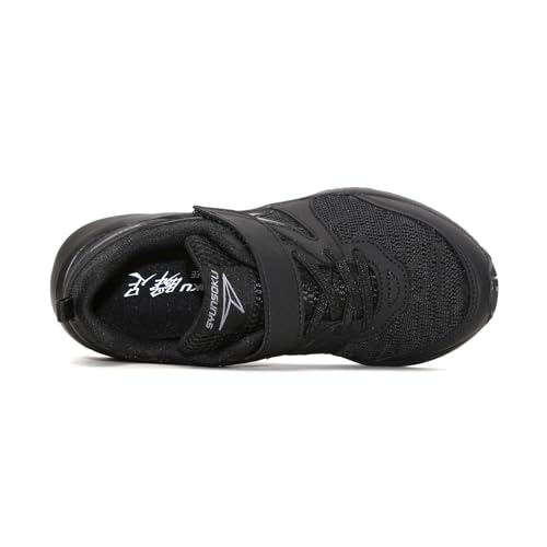 [Shunsoku] Kids' Sneakers for Boys and Girls, White and Black, School Shoes, Wide Fit, Lightweight, 15-27cm, 3E/2E, SJJ 1950 6380 9570, Black/Black, 2