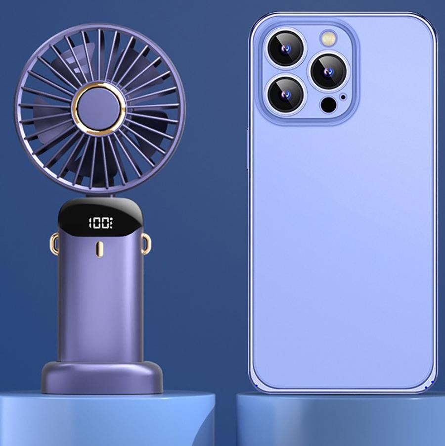 Handheld/desktop/neck mounted multi-purpose small fan LED display with 5 levels of wind power
