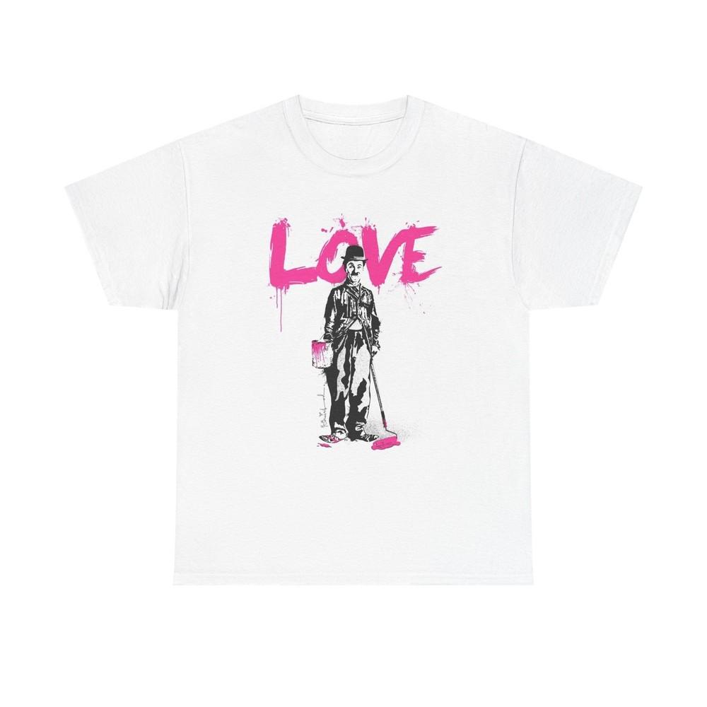 Charlie Chaplin Love Painting Graphic T Shirt Brand New Cotton Tee Unisex T-Shirt XL