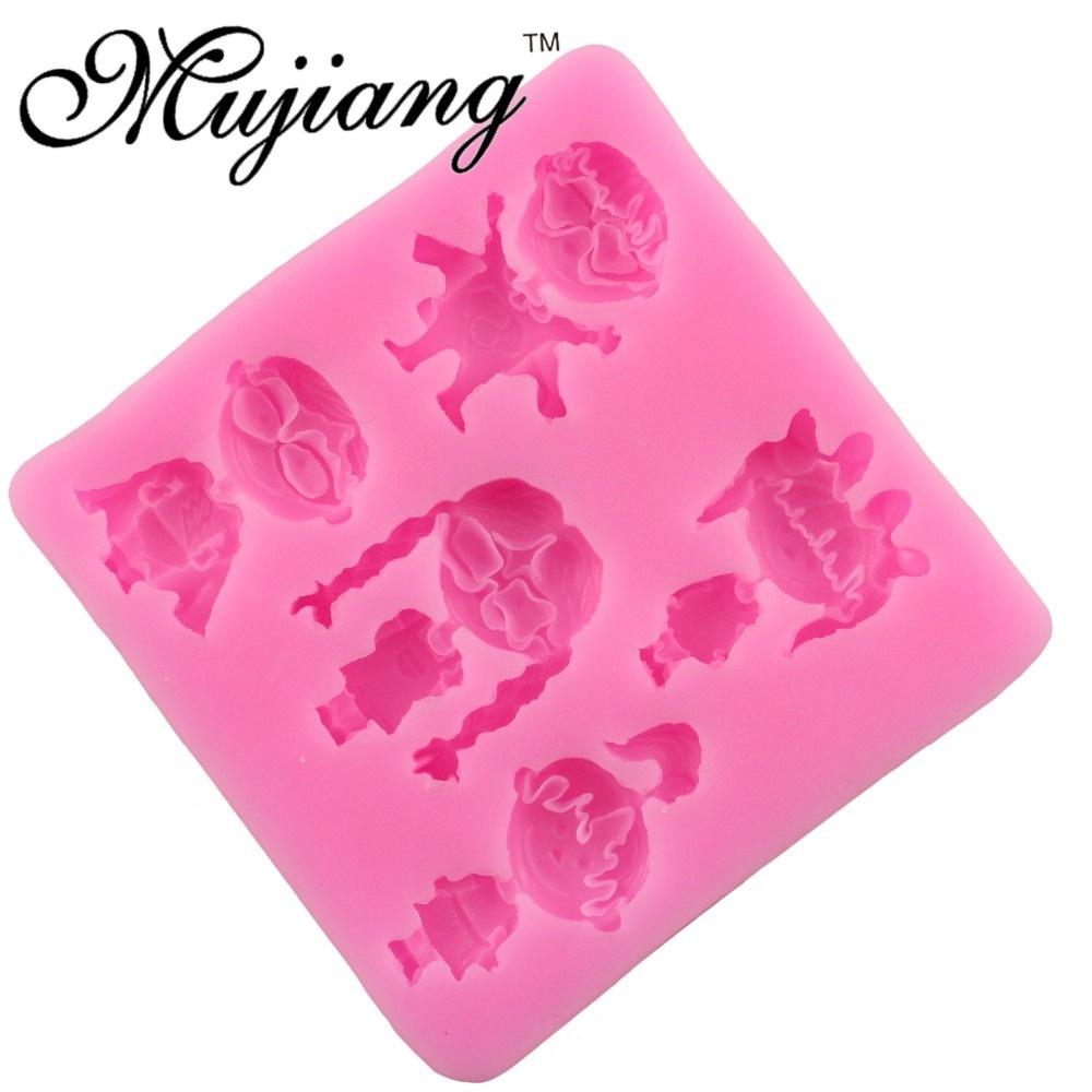 Cartoon Silicone Mold Gumpaste Chocolate Candy Clay Molds Boy Girl Cupcake Fondant Cake Decorating T