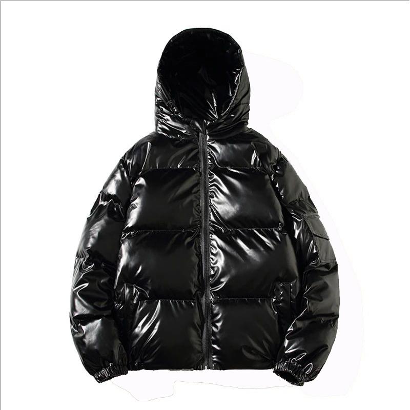 Winter Solid Color Parka Men Thick Hooded Jacket 2025 New Warm Harajuku Coat Male Casual Zipper Jackets Windproof Outwear