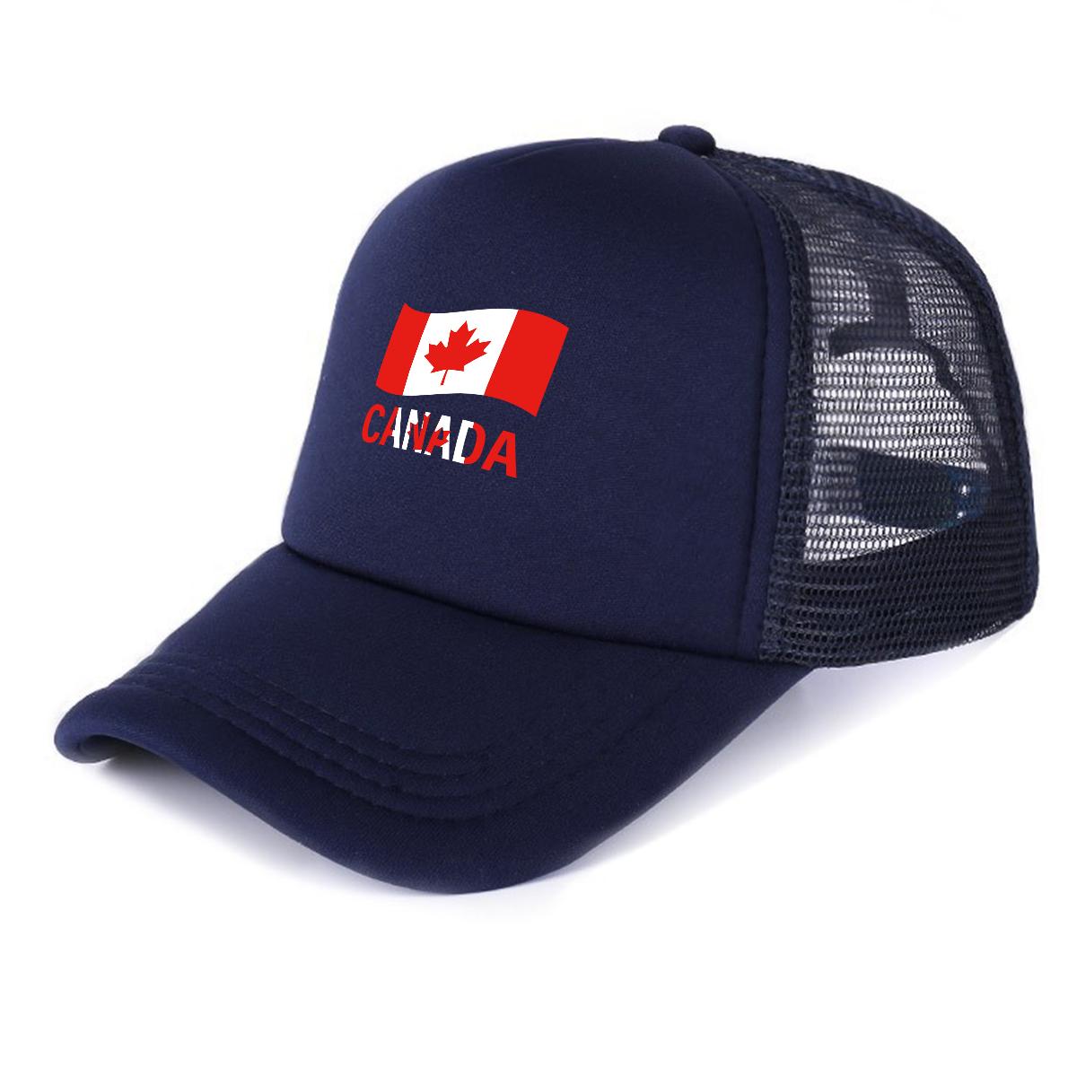 Canada Flag Maple Leaf Printed Mesh Cap Adjustable Slouchy Vintage Baseball Hat Unisex for Travelling Tennis Outdoor Activities