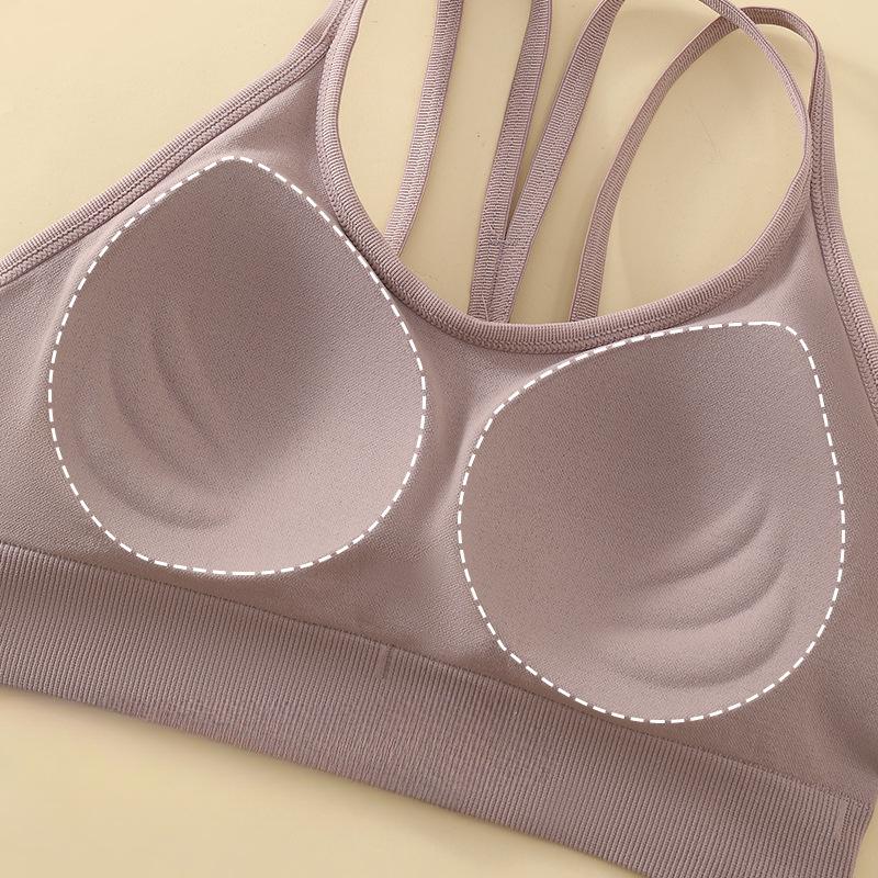 Women's Anti-shock Gathered One-piece Yoga Fixed Cup Running Fitness Cross Thin Straps Back Beautiful Sports Underwear