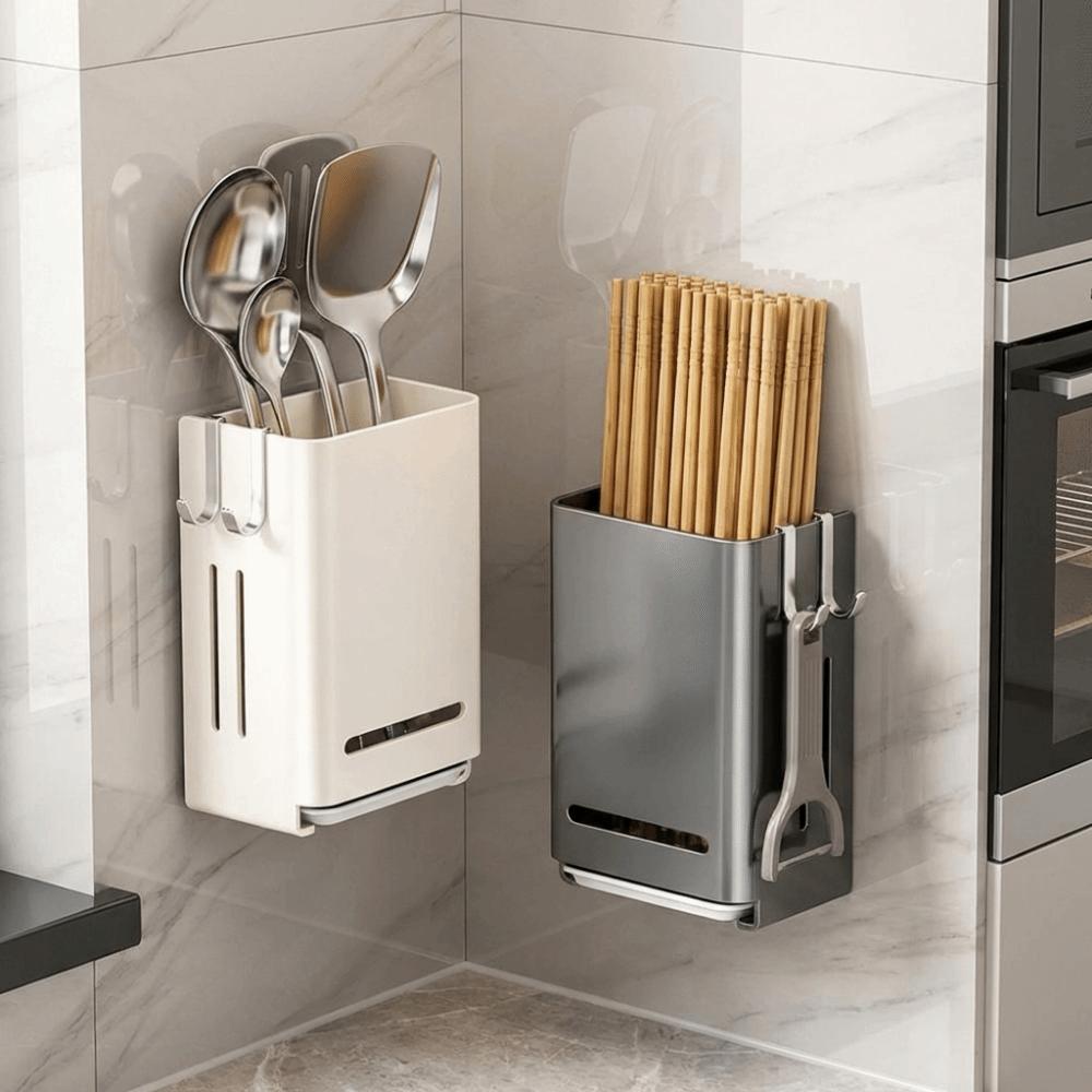 Wall Mounted Chopstick Storage Box Large Capacity Utensil Storage Rack Chopstick Cage Sink