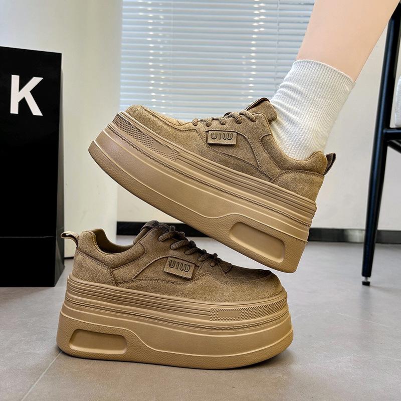 Lace-up Casual Big-headed Single Shoes Women's Spring New Small Thick-soled Muffin Shoes Matte Retro Bread Shoes