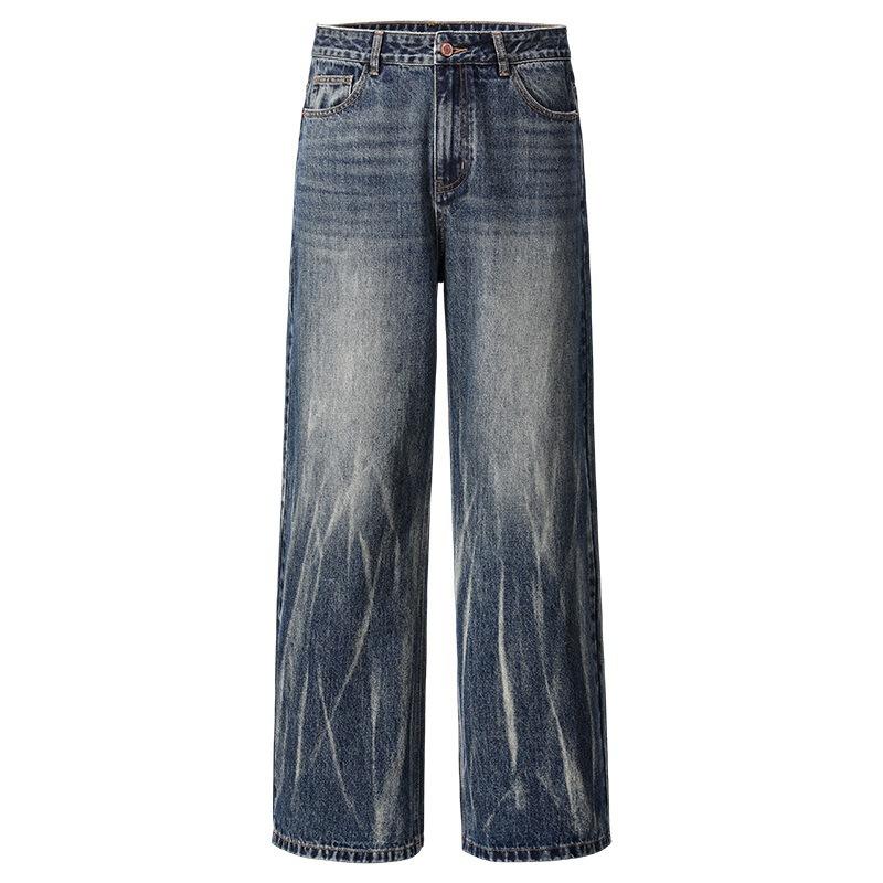 Nuovi Jeans Lavati con Stampa Fulmine Gamba Dritta Larga Modellanti Pantaloni Americani High Street