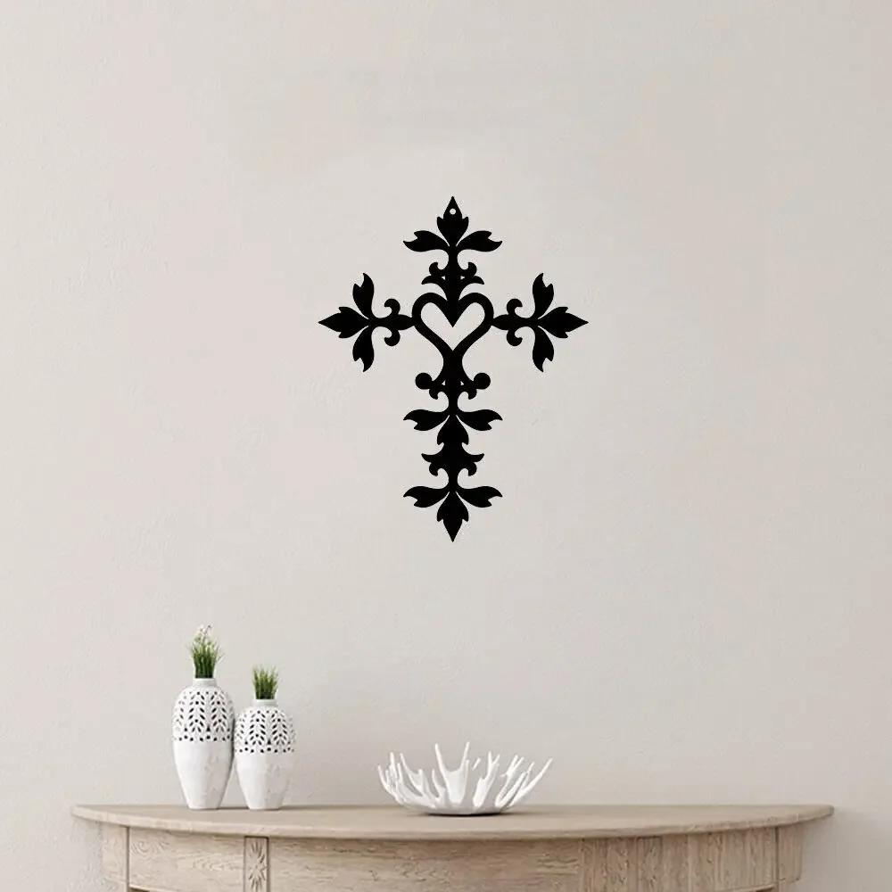 Металлическая настенная табличка «Христианский крест и сердце» - Вдохновленный верой — фото 3