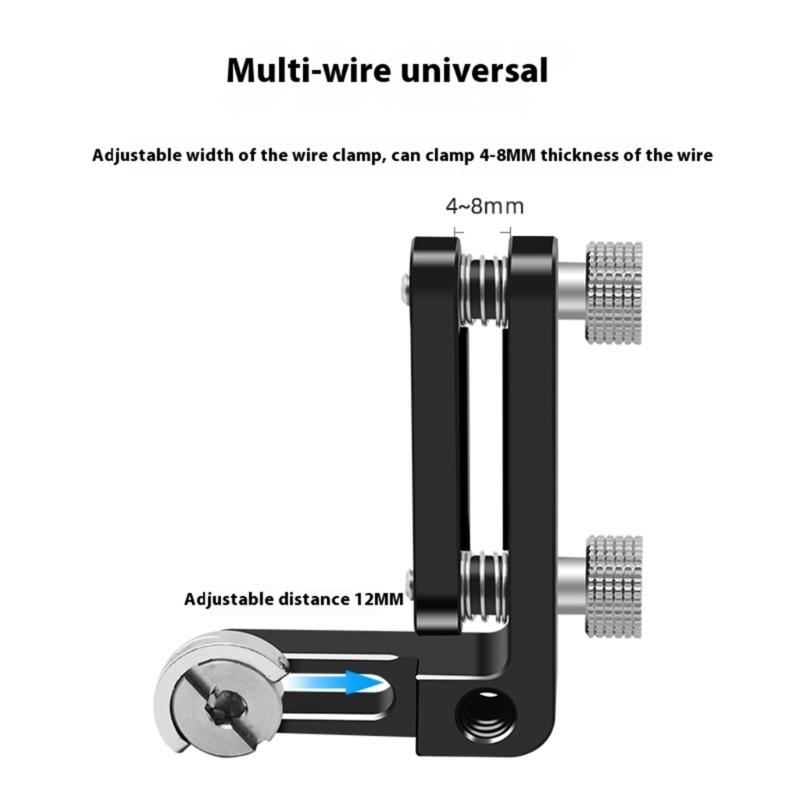 Universal Aluminum Alloy 4-8mm Wire Cable Clamp for DSLR Camera Rigs Secures Loose Connection 1/4 Screw Port