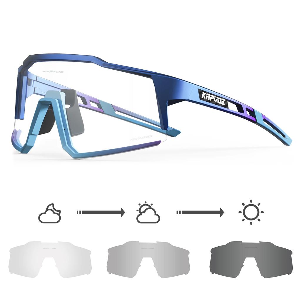 Kapvoe Photochromic Sunglasses Men Cycling Glasses UV400 MTB Clear Mountain Bike Transition Bicycle for Women Sports Eyewear