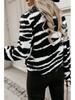 Stylish Zebra Print Furry Short Jacket with Suit Collar for Autumn and Winter